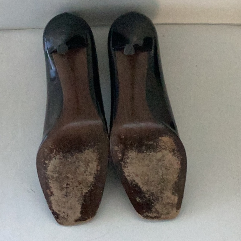 Stuart Weitzman Black Peep Toe Black Patent Leather Size 10 - Picture 5 of 7